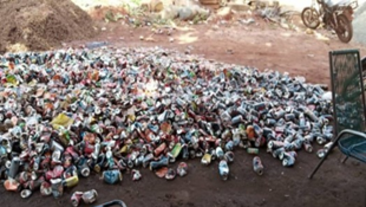 A pile of empty cans.