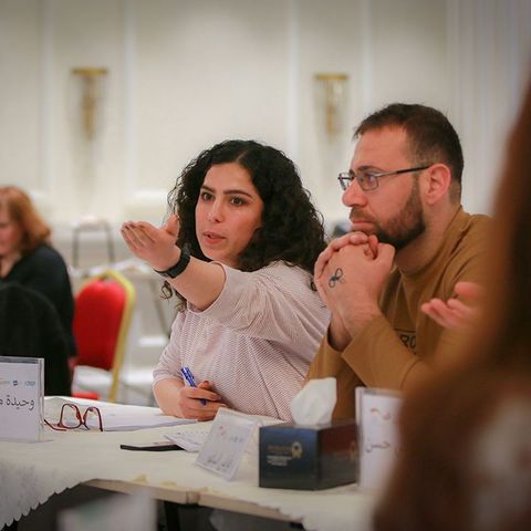 Participants of the Young Enumerators and Mediators capacity development project in Iraq during one of the training sessions.